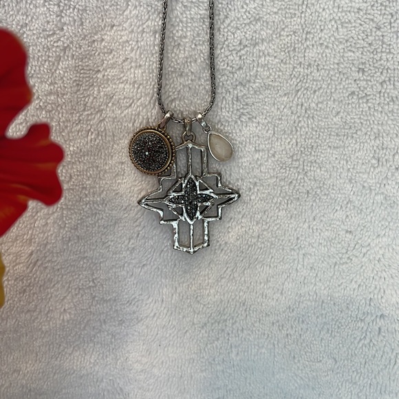 Silver Cross & Charm necklace - Picture 5 of 7
